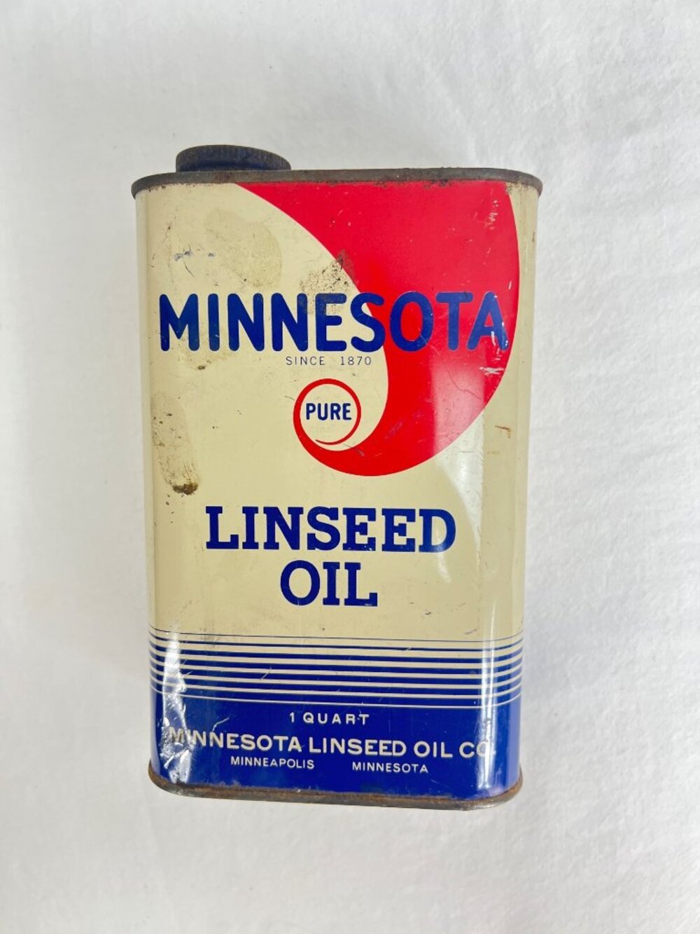 VTG Minnesota Linseed Oil 1 Quart Metal Can EMPTY Prop Decor Advertising